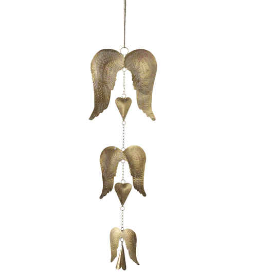 Hanging Angel Wings with Bell Windchime