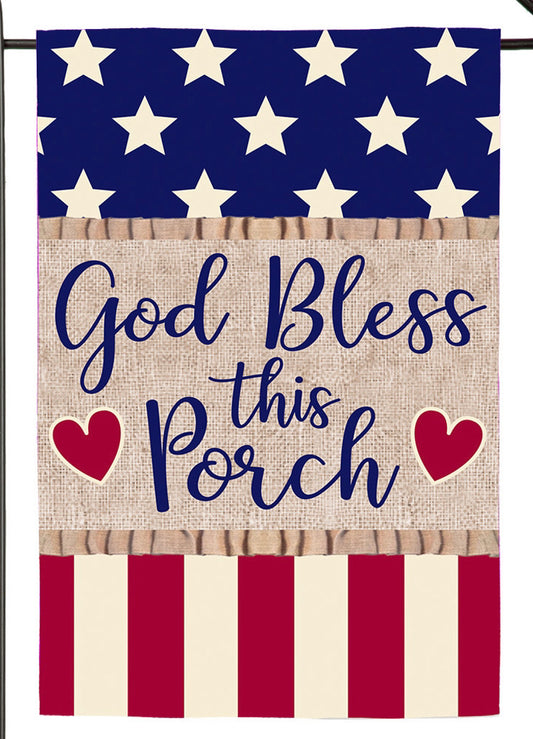 Garden Flag Burlap God Bless this Porch