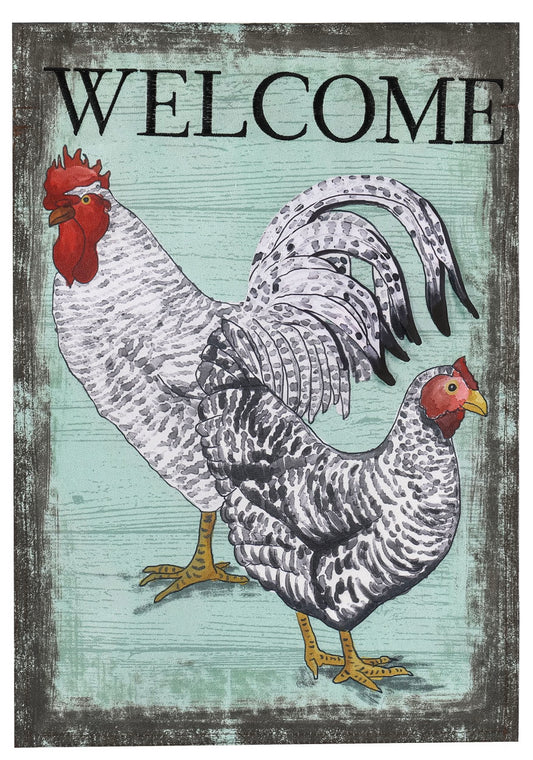 Garden Flag Linen Welcome Rooster