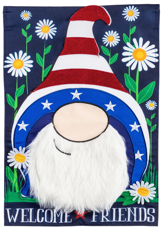 Garden Flag Applique Patriotic Gnome