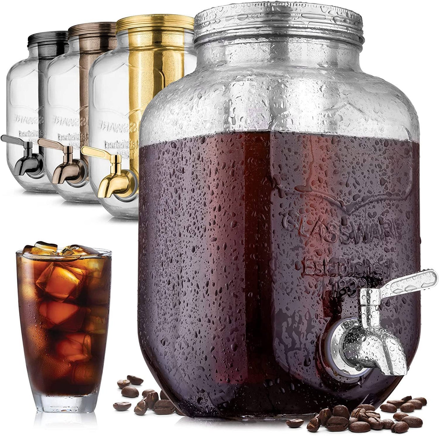 Cold Brew Coffee Maker with Resistant Glass Carafe 1 Gallon