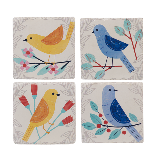 Colorful Bird Branch Coasters