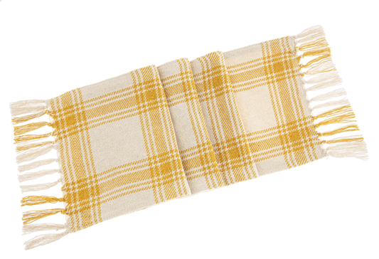 Yellow & Natural Plaid Table Runner