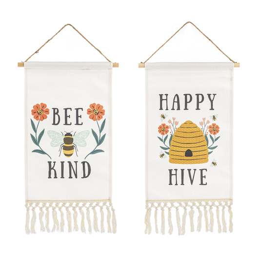 Bee Print Linen Scroll Hanging