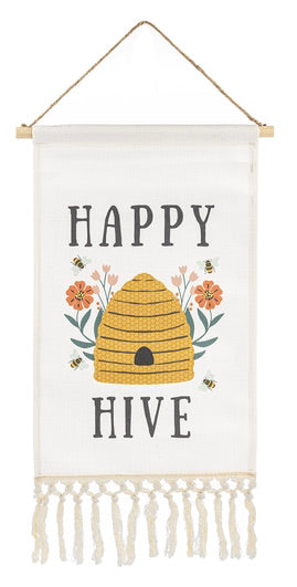 Bee Print Linen Scroll Hanging