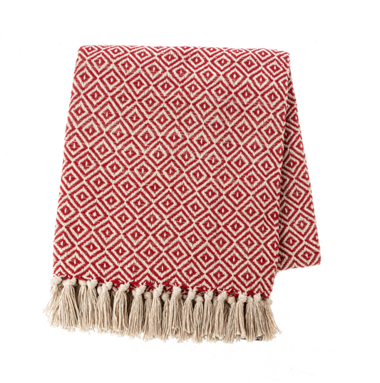 Red Diamond Woven Throw