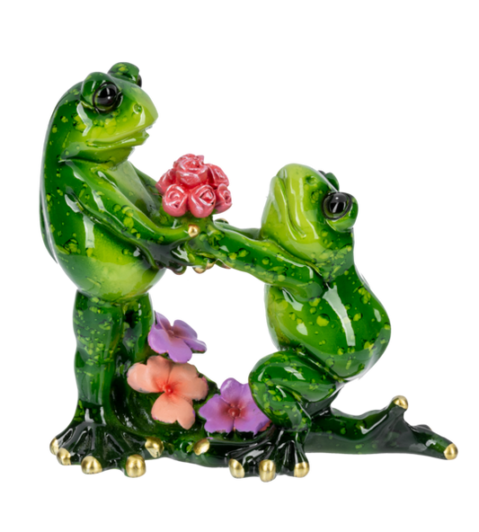 Down on One Knee Frogs in Love Figurine