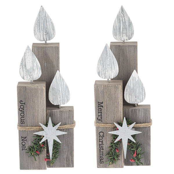 Country Christmas Wood Candles